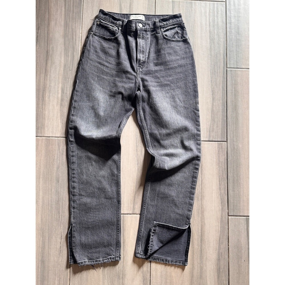 Abercrombie '90s Straight Ultra High Rise Jeans Washed Black Charcoal  28/6S